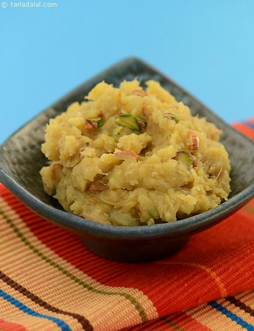 Sweet Potato Halwa with mixed nuts,flavoured with saffron and cardamon. 