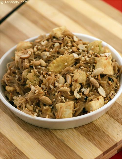 Thai Stir-fried Noodles, the lemony peanut butter based sauce adds a classy touch to this simple noodle recipe and the peanuts give it a nice crunch.