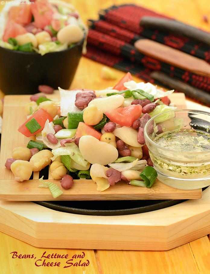 Beans, Lettuce and Cheese Salad, tasty beans, crunchy lettuce and chewy cheese. This calcium and protein packed treat helps you stay young, not only by making up for lost muscle mass, but also by strengthening the bones.