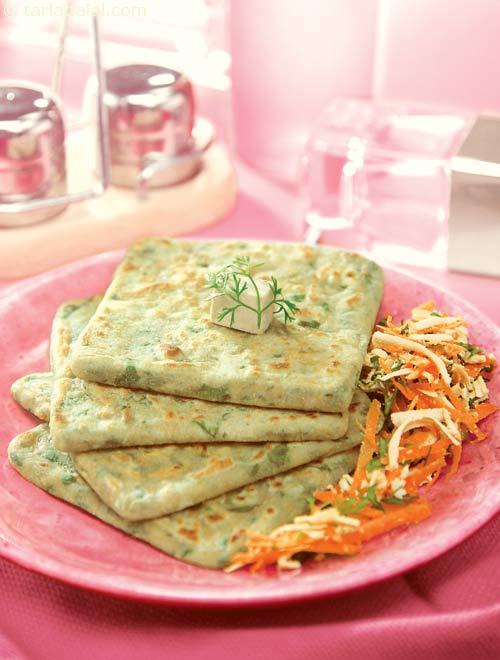 Tofu and Spinach Parathas