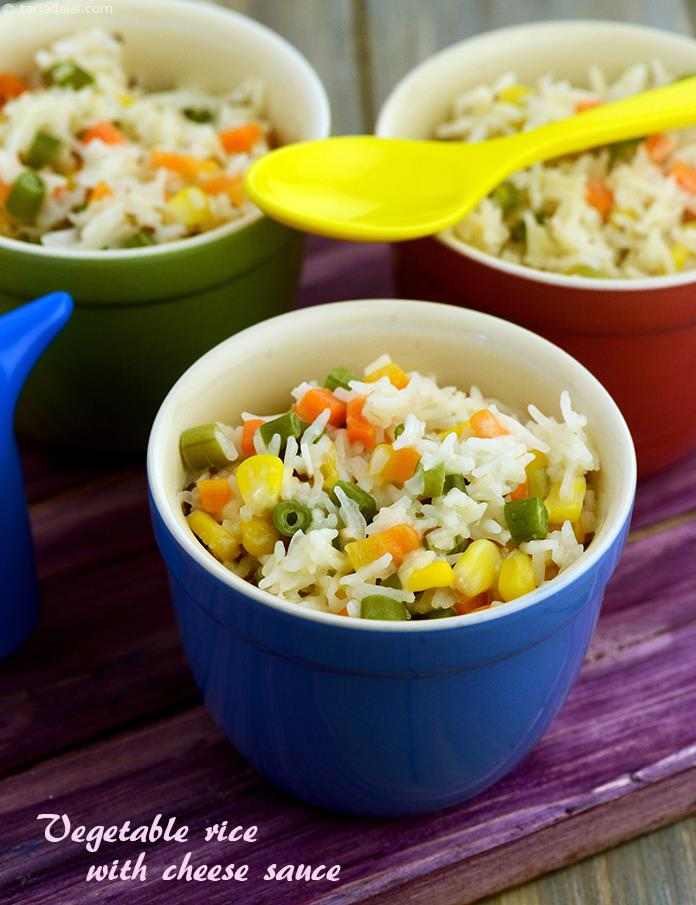 Vegetable Rice with Cheese Sauce