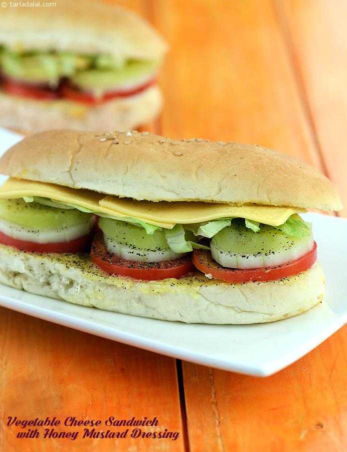Vegetable Cheese Sandwich with Honey Mustard Dressing