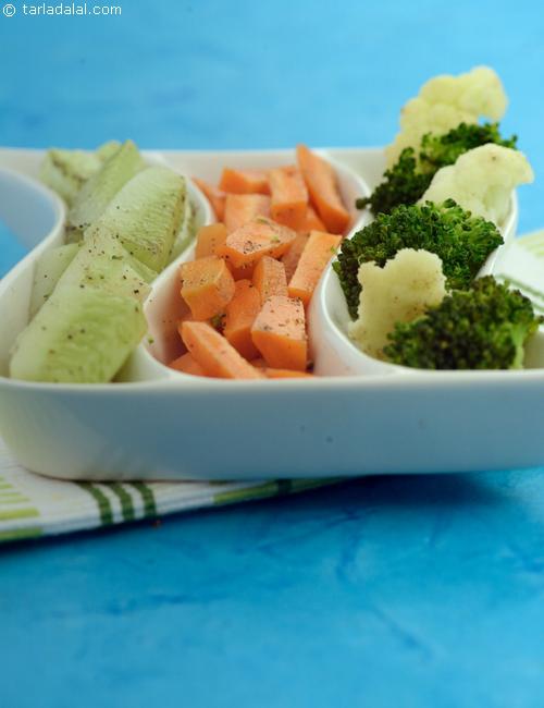 Vegetable Crudités serve them with a dip or spread of your choice.