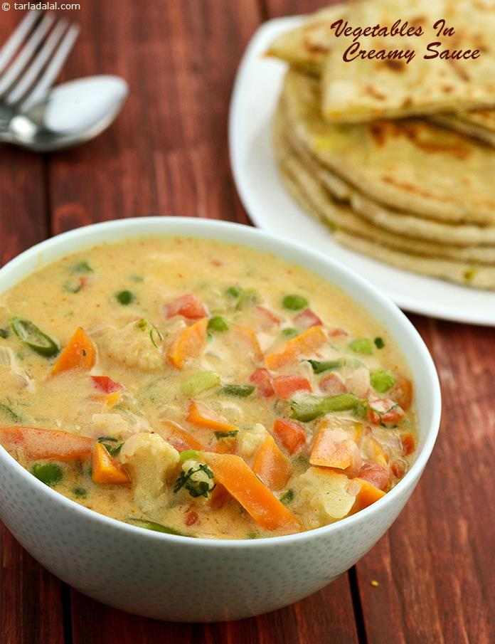 Vegetables In Creamy Sauce ( Microwave Recipe )