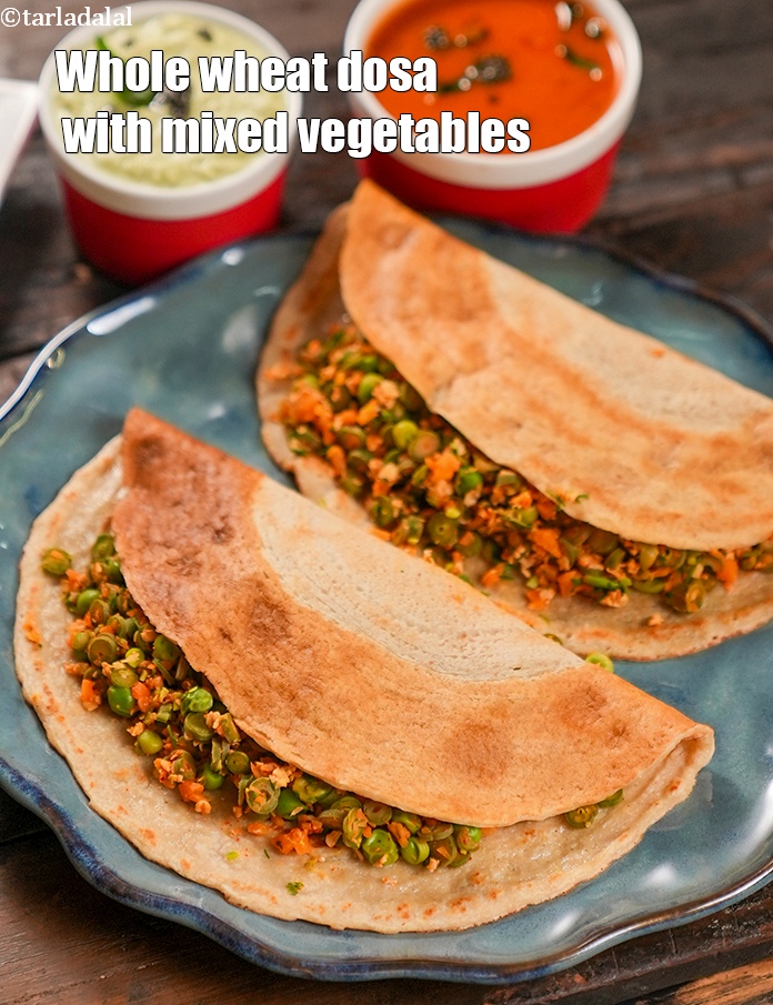 Whole Wheat Dosa with Mixed Vegetables