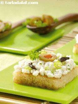 Cottage Cheese and Celery Canapes ( Paneer Snacks Recipe)