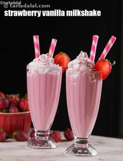 strawberry banana milkshake recipe | Indian style strawberry banana ...