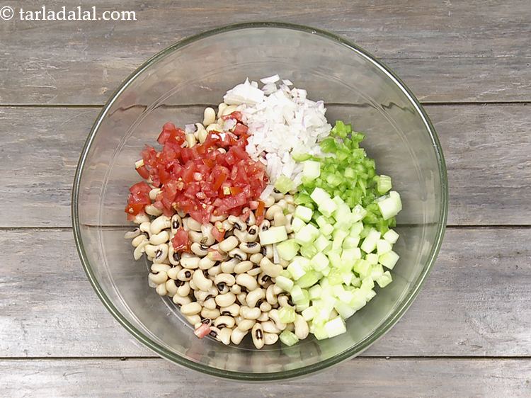 chawli mixed vegetable salad | black eyed bean (peas) salad recipe ...