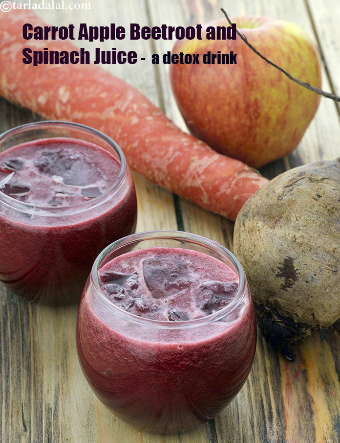 carrot apple beetroot and spinach juice recipe | antioxidant rich beet  spinach and carrot juice |
