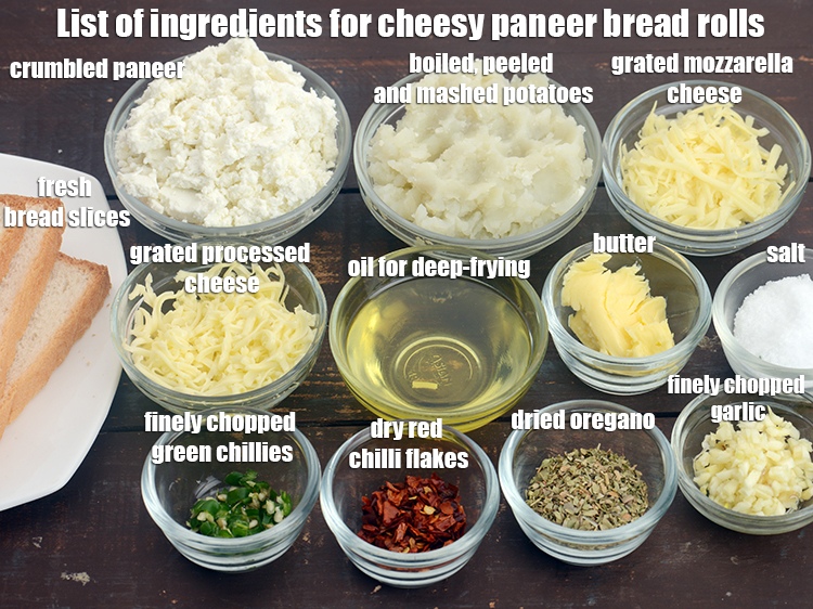 cheesy paneer bread rolls recipe | Indian style paneer cheese stuffed ...