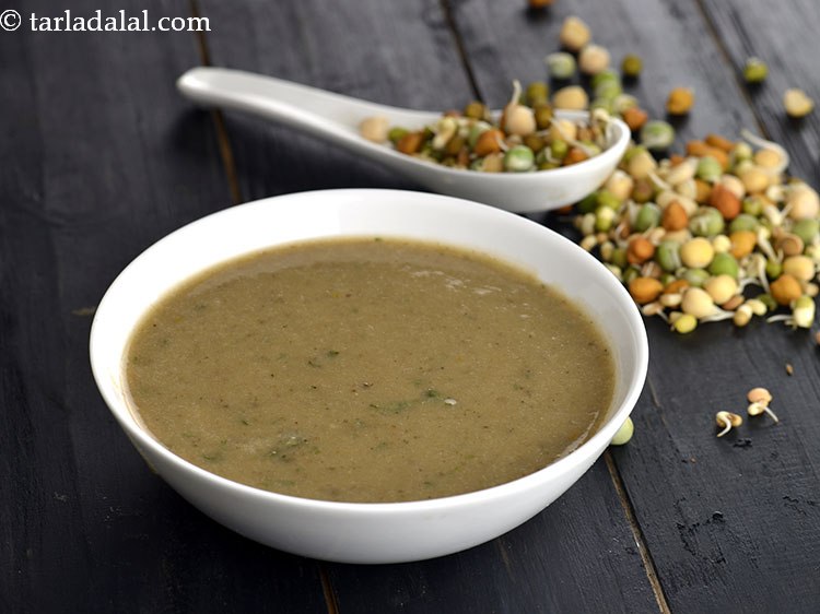 Mixed Sprouts And Mint Soup Recipe Sprouted Bean Soup Vegetable Sprouts Soup For Weight Loss