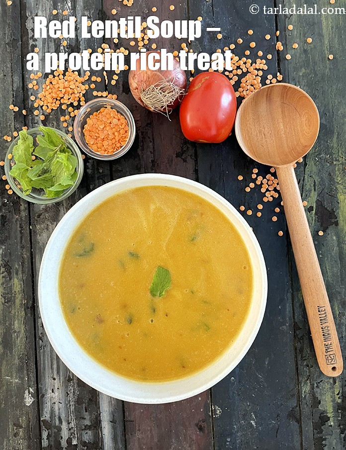 red lentil soup recipe | Indian style red lentil vegetable soup | heart ...