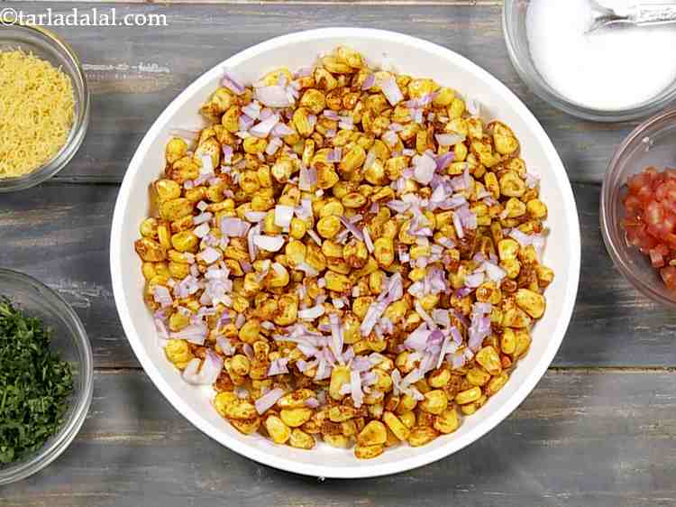 Spicy Corn Chaat Recipe Masala Corn Chaat Sweet Corn Chaat Indian Style