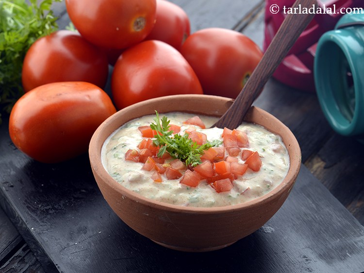 tomato raita recipe quick, healthy tomato raita