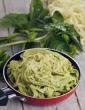 Veg Fettuccine Pasta in Pesto and Coriander Sauce