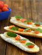 Mozzarella Cheese, Cherry Tomatoes and Basil Hot Dog Roll